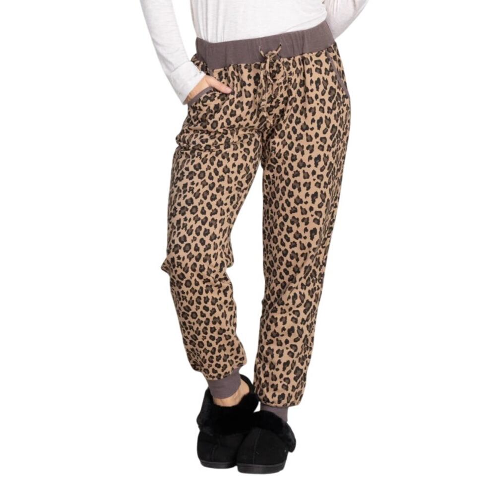 Mittoshop Small Leopard Print Jogger Pants Small Brown Animal Print Sweatpants